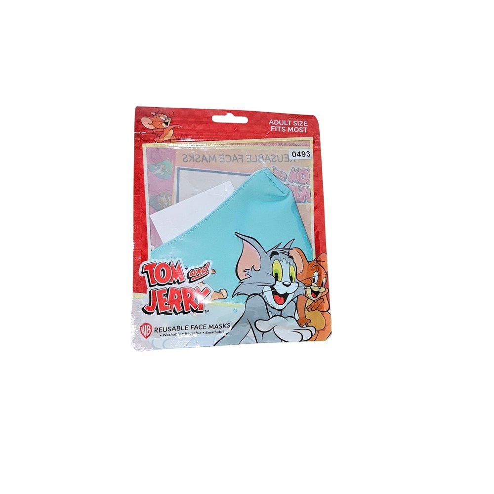 Tom and Jerry Reusable Face Mask Adult Size Warner Bros Blue Grey New #493
